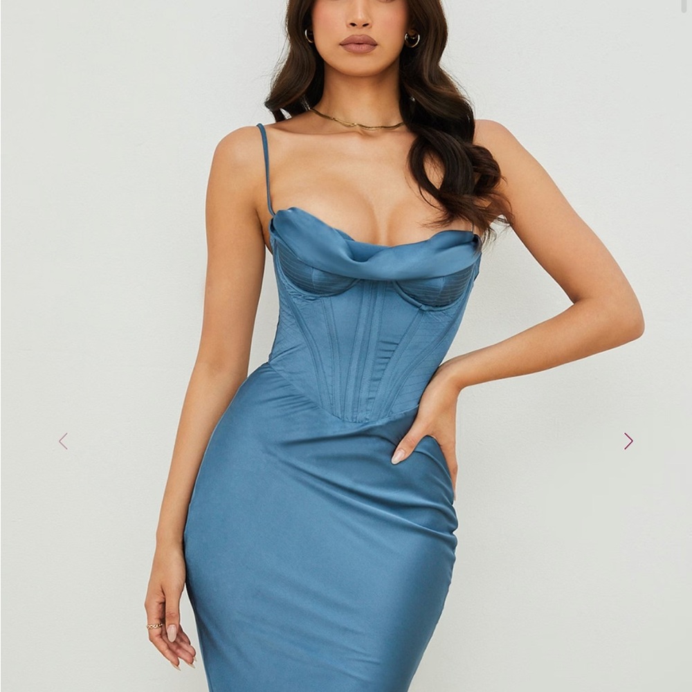 House of cb Mryna Blue Corset Dress
